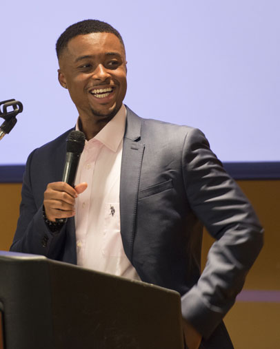Presenter at podium